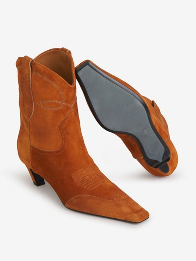 Shop Khaite Suede Leather Dallas Boots In Caramel