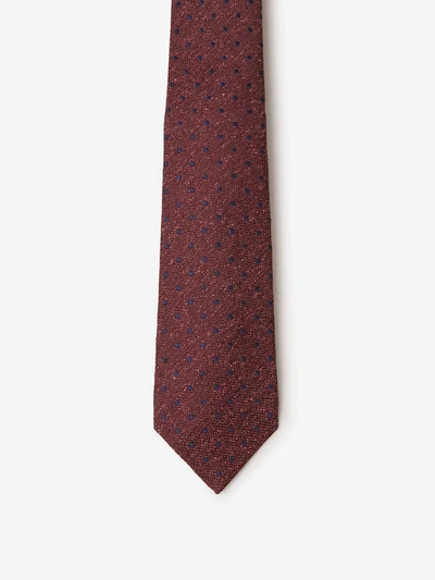 Shop Kiton Dot Motif Tie In Burgundy And Midnight Blue