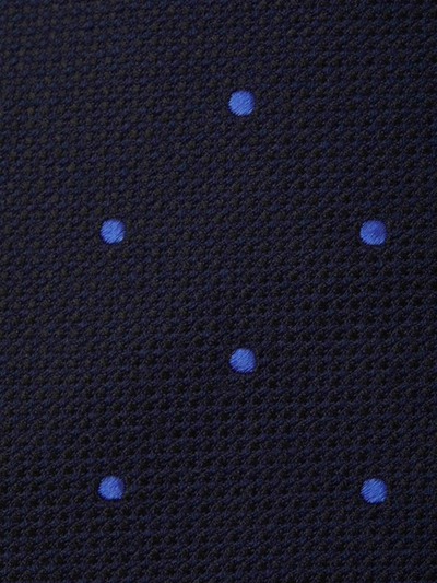 Shop Kiton Dot Motif Tie In Midnight Blue