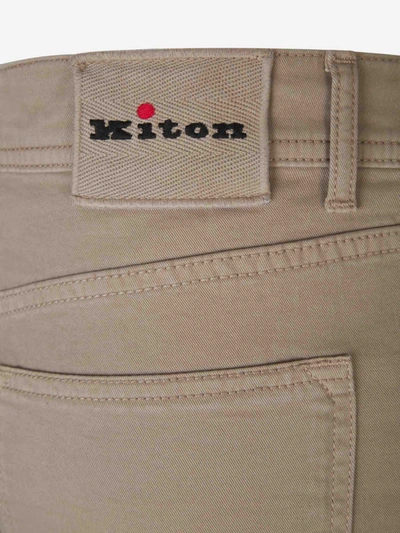 Shop Kiton Regular Cotton Jeans In Beige