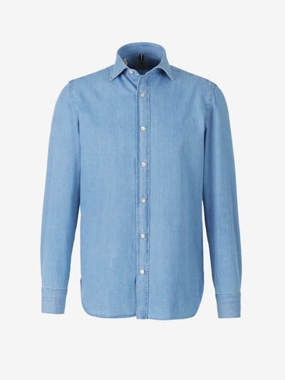 Shop Luigi Borrelli Denim Shirt In Denim Blue