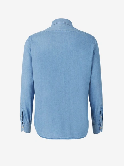 Shop Luigi Borrelli Denim Shirt In Denim Blue