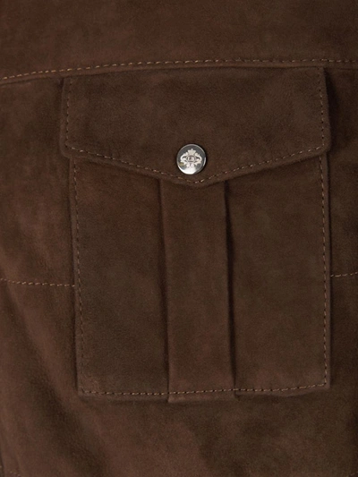 Shop Luigi Borrelli Leather Pockets Jacket In Brown