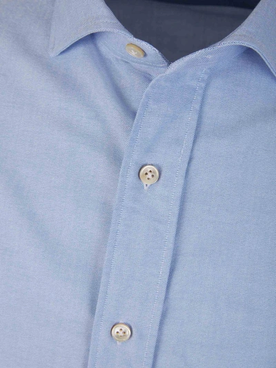 Shop Luigi Borrelli Cotton Oxford Shirt In Blau Cel