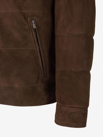 Shop Luigi Borrelli Leather Pockets Jacket In Brown