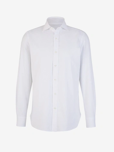 Shop Luigi Borrelli Plain Cotton Shirt In Blanc