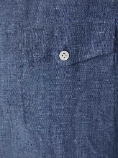 Shop Luigi Borrelli Light Linen Shirt In Denim Blue