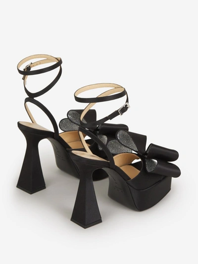 Shop Mach & Mach Double Bow Platform Sandals In Black