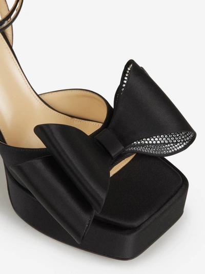 Shop Mach & Mach Double Bow Platform Sandals In Black
