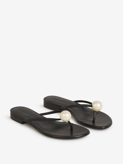 Shop Magda Butrym Pearl Leather Sandals In Negre