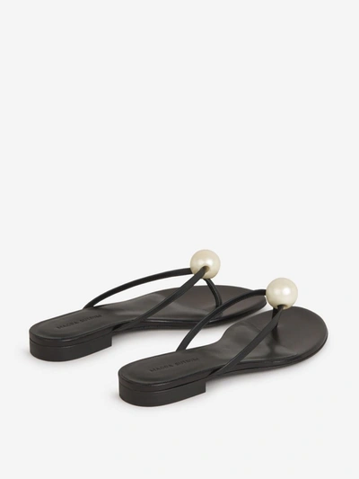 Shop Magda Butrym Pearl Leather Sandals In Negre