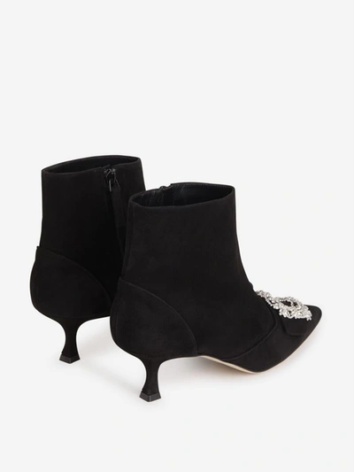 Shop Manolo Blahnik Baylow Suede Boots In Black