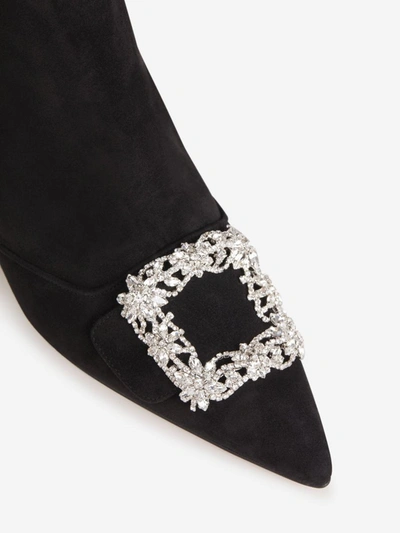 Manolo Blahnik Beylow Crsytal-embellished Ankle Boots In Black