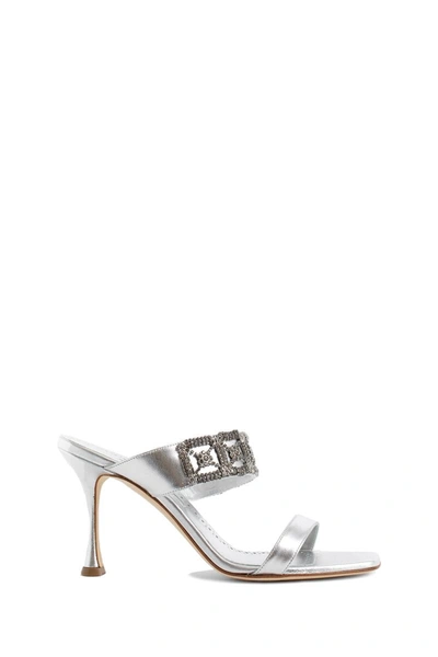 Shop Manolo Blahnik Sandals In Silver