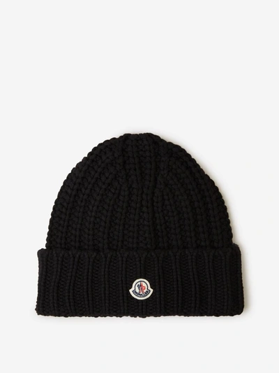 Shop Moncler Cable Knit Beanie In Negre