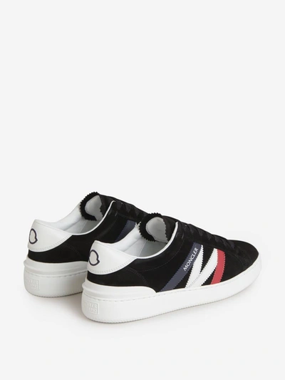 Shop Moncler Monaco Suede Sneakers In Black, Red And White