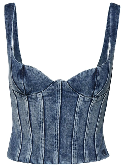 Shop Off-white Blue Cotton Blend Bustier Top