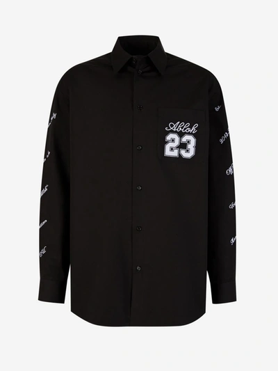 Shop Off-white Embroidered Cotton Shirt In Negre