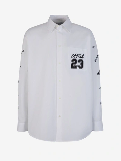 Shop Off-white Embroidered Cotton Shirt In Blanc