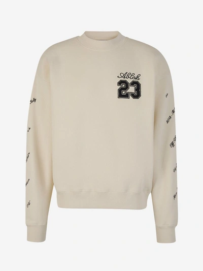 Shop Off-white Embroidered Crewneck Sweatshirt In Crema