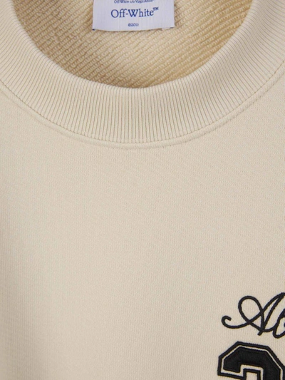 Shop Off-white Embroidered Crewneck Sweatshirt In Crema