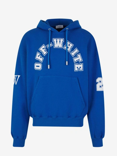 Shop Off-white Hood Printed Sweatshirt In Blau Reial
