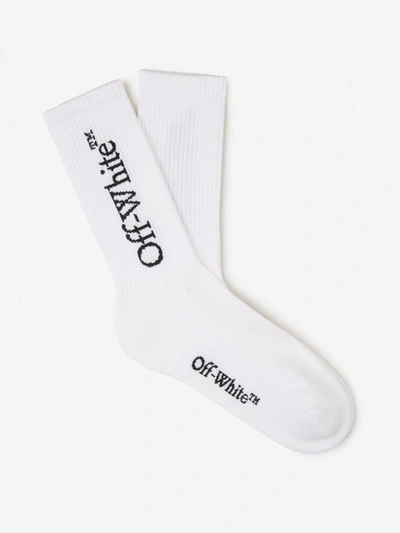 Shop Off-white Logo Cotton Socks In Blanc