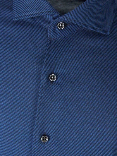 Shop Orian Cotton Pique Shirt In Denim Blue
