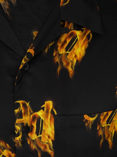 Shop Palm Angels Burning Logo Shirt In Negre