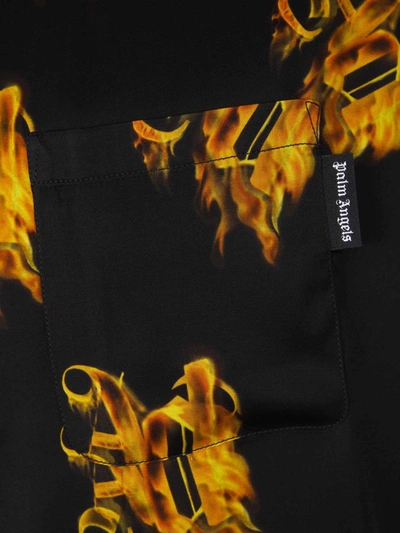 Shop Palm Angels Burning Logo Shirt In Negre