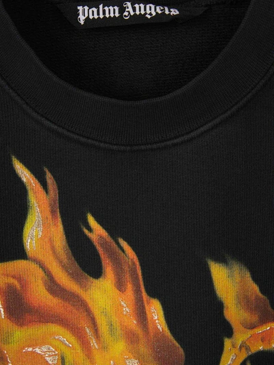 Shop Palm Angels Burning Crewneck Sweatshirt In Negre