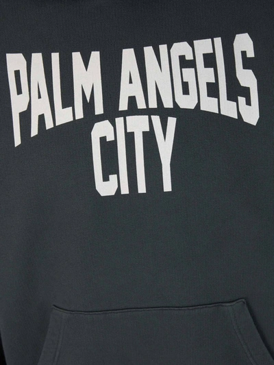 Shop Palm Angels City Hood Sweatshirt In Gris Fosc