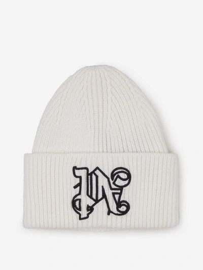 Shop Palm Angels Embroidered Logo Beanie In White