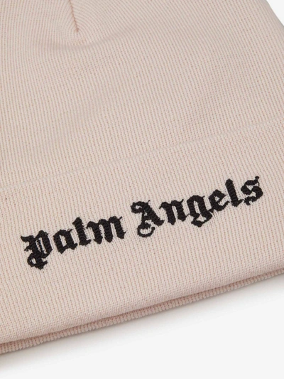 Shop Palm Angels Embroidered Logo Beanie In Beix