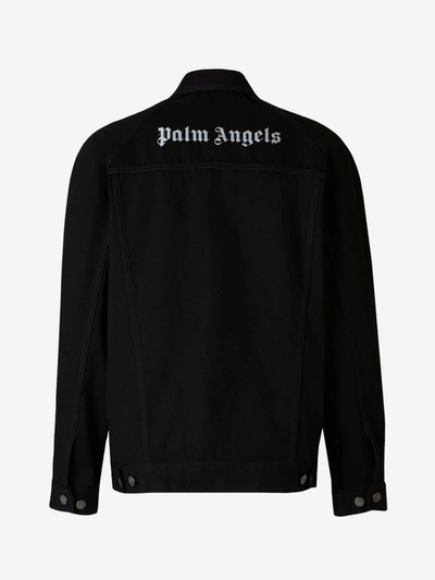 Shop Palm Angels Logo Denim Jacket In Embroidered Logo On The Chest