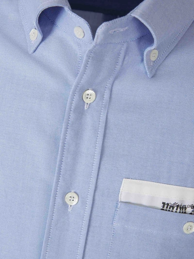 Shop Palm Angels Logo Patch Shirt In Denim Blue