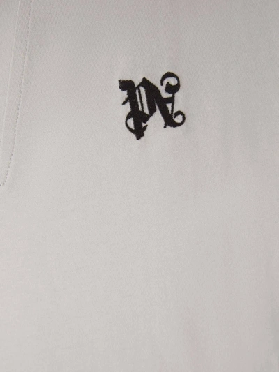 Shop Palm Angels Monogram Knitted Polo In Blanc