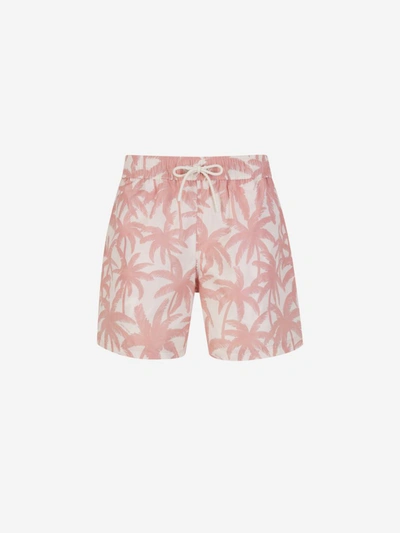 Shop Palm Angels Palm Trees Motif Swimsuit In Rosa Envellit