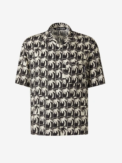 Shop Palm Angels Palm Trees Graphic Shirt In Negre