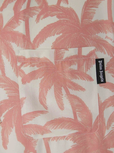 Shop Palm Angels Palm Trees Viscose Shirt In Rosa Envellit