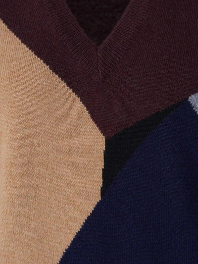 Shop Plan C Cashmere Geometric Motif Sweater In Multied