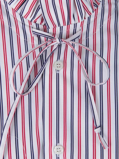 Shop Plan C Ruffle Striped Shirt In Red, Blue And White