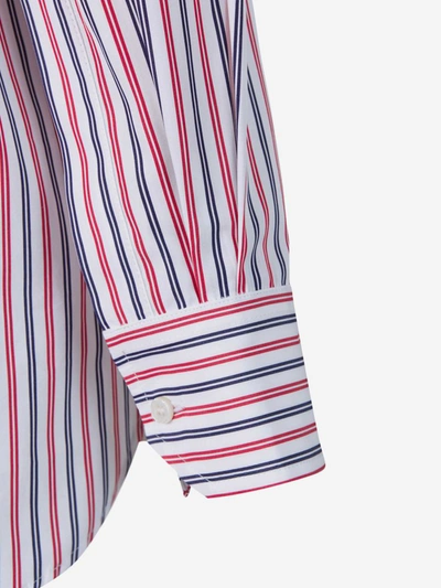 Shop Plan C Ruffle Striped Shirt In Red, Blue And White