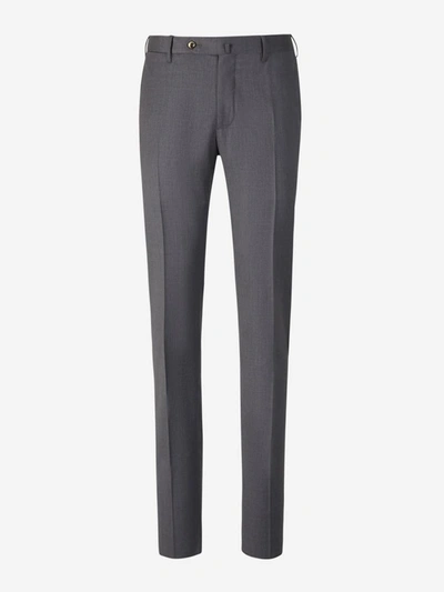 Shop Pt01 Slim Wool Pants In Light Grey