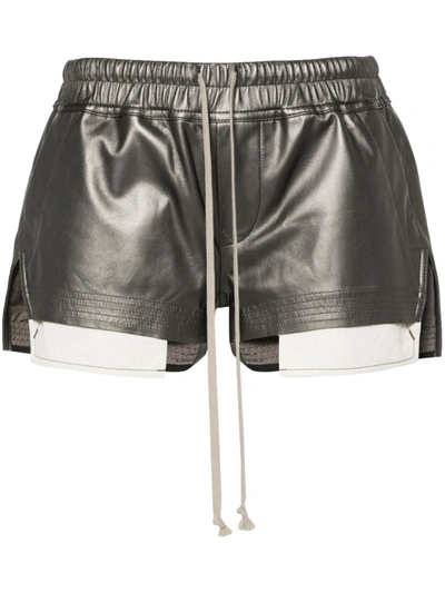 Shop Rick Owens Leather Shorts In Grey