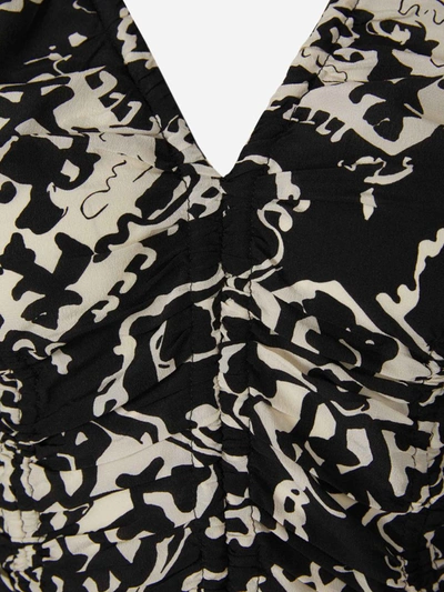 Shop Rodebjer Abstract Motif Silk Blouse In Black And White