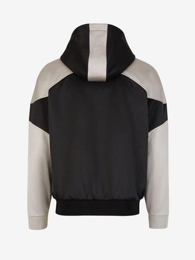 Shop Saint Laurent Bicolor Hooded Sweatshirt In Negre