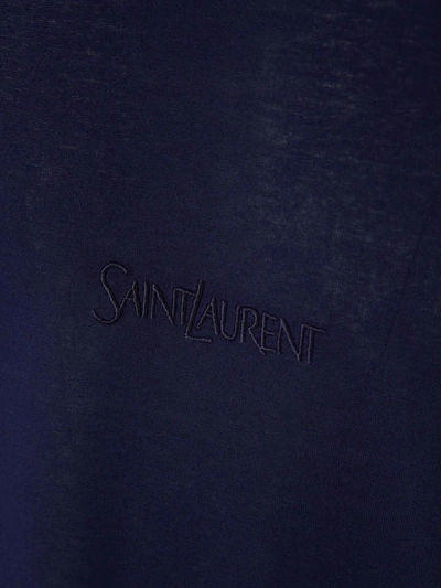 Shop Saint Laurent Embroidered Logo T-shirt In Taupe