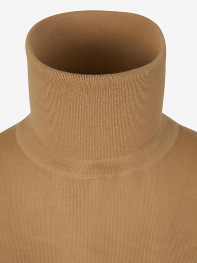 Shop Saint Laurent Knitted Wool Sweater In Camel