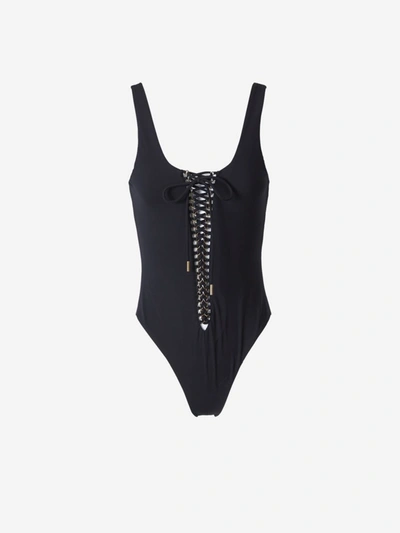 Shop Saint Laurent Saharan Swimsuit In Black